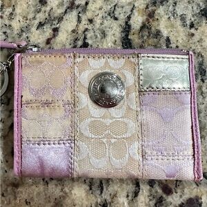 Coach Pink and Silver Patchwork Card case